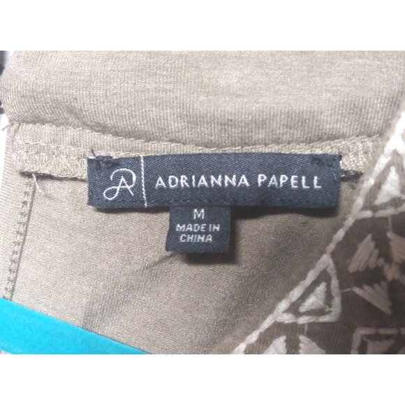 Adrianna Papell Sleeveless Top Taupe Tan Size M Halter Embroidered Hem stretch - Picture 7 of 9